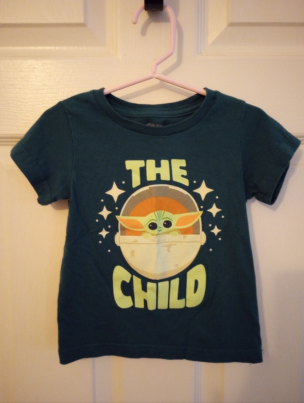 Star Wars Kids Tee With Baby Yoda "The Child" Dark Green Sz 12m